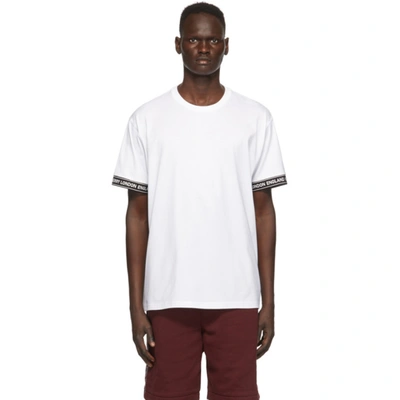 Burberry Teslow Logo Tape Cotton T-shirt In White A1464