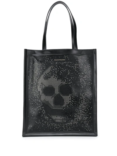 Alexander Mcqueen Skull Studded Tote Bag In Black