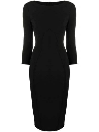 Elisabetta Franchi Bi-elastic Fabric Midi Dress In Black