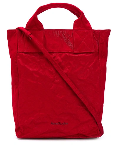 Acne Studios Metallic Tote Bag In Red