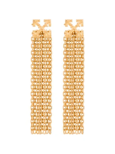 Off-white Gold Tone Arrows Pendant Earrings