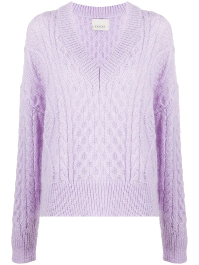 Laneus Chunky-knit Jumper In Purple