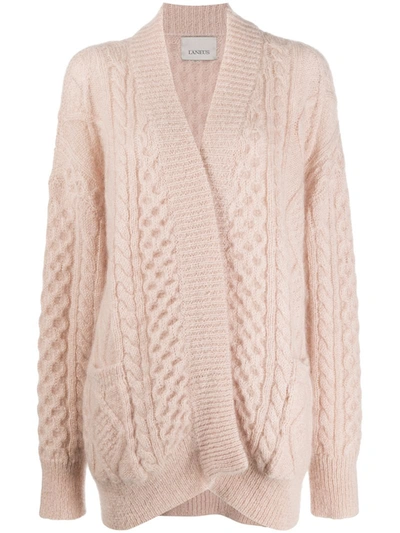 Laneus Long-sleeved Chunky Knit Cardigan In Pink