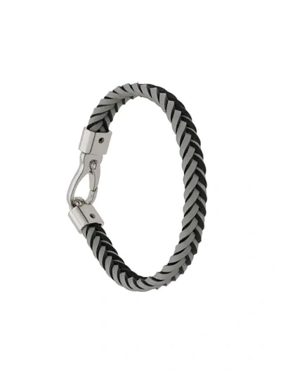 Tod's Woven Leather And Silver-tone Bracelet In Grey