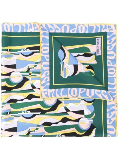 Emilio Pucci Graphic-print Cashmere Scarf In Green