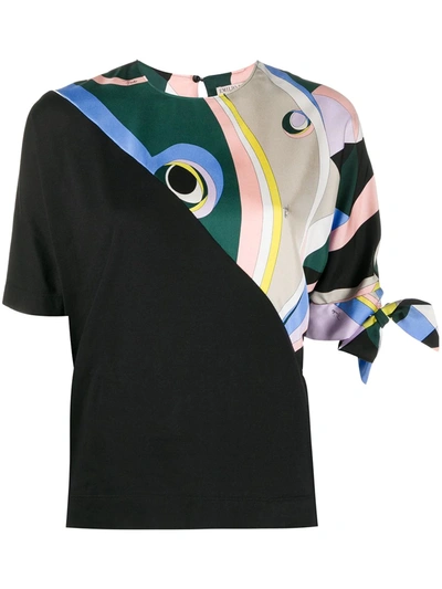 Emilio Pucci Abstract Print Panel T-shirt In Black