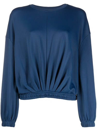Ba&sh Molly Cropped Elasticated Jumper In Blue
