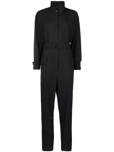Kenzo Zip-front Long-sleeve Jumpsuit In Black