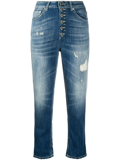 Dondup Stonewashed Cropped Jeans In Blue