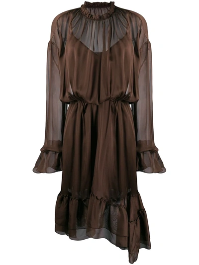 Federica Tosi Elastic Waist Flared Dress In Brown