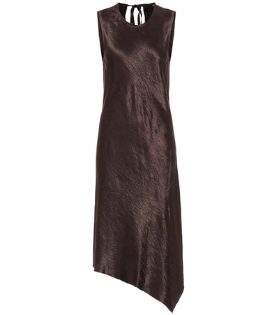 Ann Demeulemeester Asymmetric Slip Dress In Brown