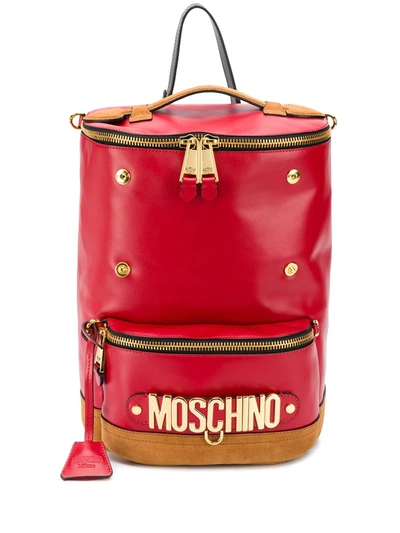Moschino Logo Plaque Backpack In Red