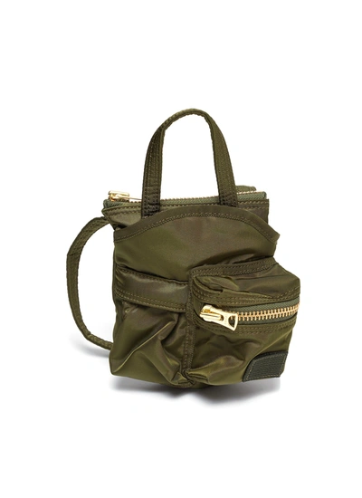 Sacai X Porter Yoshida & Co. Zip Pocket Nylon Small Crossbody Bag In Green