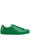 Gucci New Ace Gg Embossed Leather Sneakers In Green