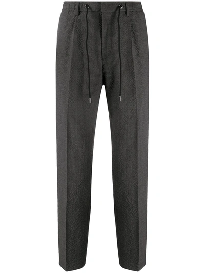 Hugo Boss Drawstring Waist Trousers In Grey