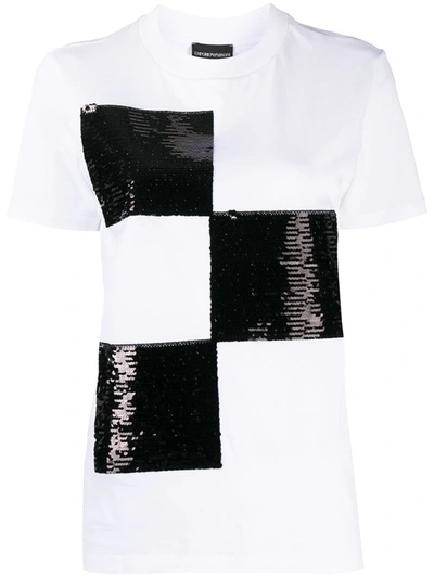 Emporio Armani Sequin Pattern Logo T-shirt In White