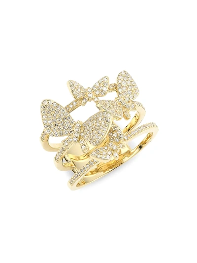Nina Gilin Women's 14k Yellow Gold & Diamond Butterfly Ring