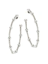 Nina Gilin Women's Black Rhodium-plated & Diamond Beaded Hoop Earrings In Silver