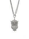 Nina Gilin Women's Black Rhodium-plated & Diamond Owl Pendant Double-chain Necklace In Silver