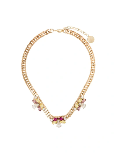 Anton Heunis 24kt Gold-plated Crystal Flower Necklace In Multicolour