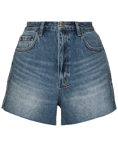 Ksubi Rise N Hi Frayed Denim Shorts In Blue