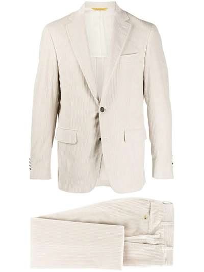 Canali Corduroy Two-piece Suit In Neutrals