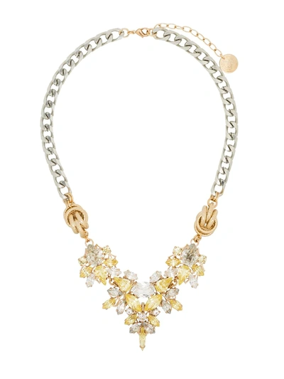 Anton Heunis Gold-plated Crystal Flower Chain Necklace In Yellow