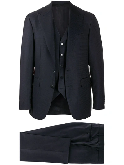 Canali Three Piece Suit In Blue