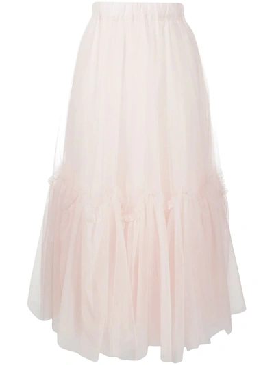 P.a.r.o.s.h Mesh-panel Midi Skirt In Pink