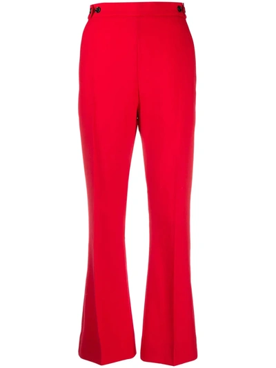 Marni Cropped Wool Bootleg Trousers In Red