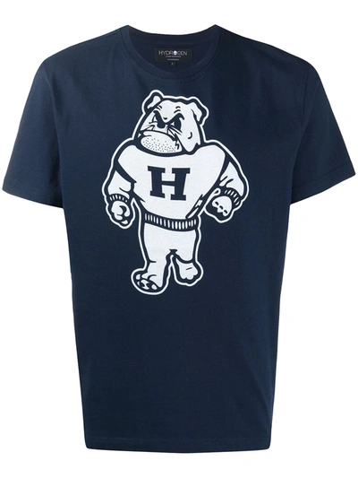 Hydrogen Bulldog-print Cotton T-shirt In Blue