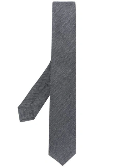 Kiton Herringbone Tie In Grey