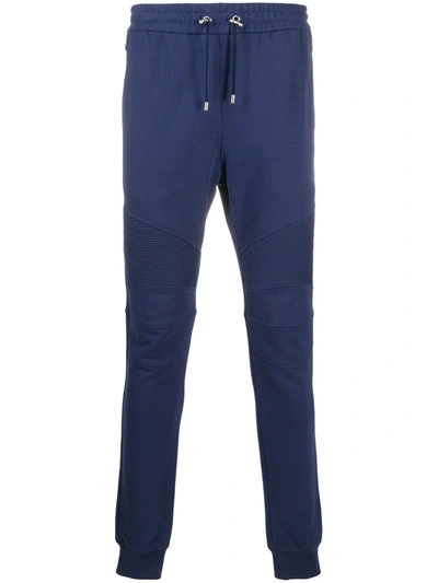 Balmain Drawstring Cotton Track Pants In Blue