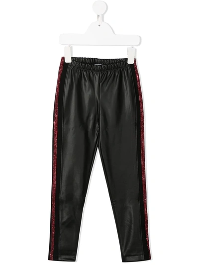 Monnalisa Kids' Embellished Biker Trousers In Black