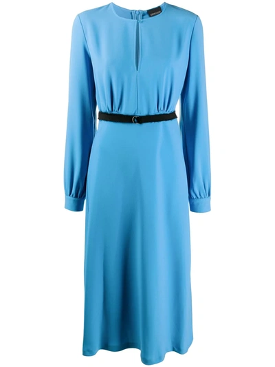 Ermanno Ermanno Belted Midi Dress In Blue