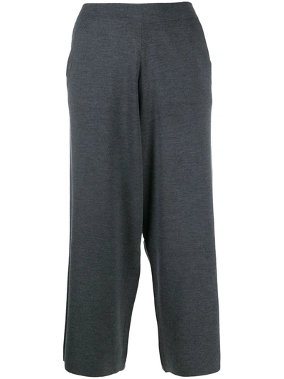 Allude Cropped Relaxed Fit Trousers In Grey