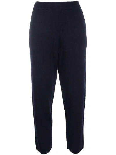 Allude High-rise Cropped Knit Trouser In Blue