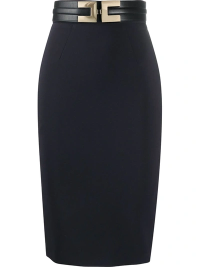 Elisabetta Franchi Belted Pencil Skirt In Black