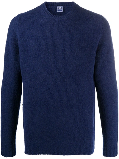 Fedeli Wool Blend Knitted Jumper In Blue