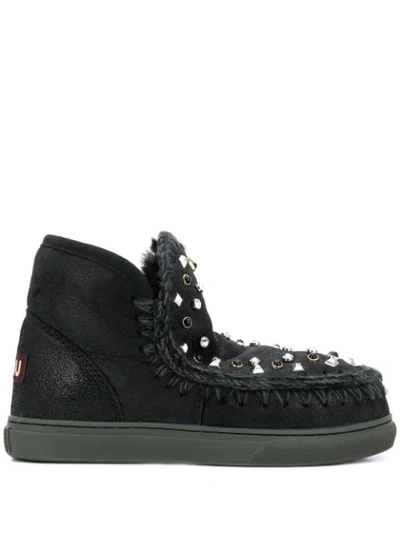 Mou Eskimo Studded Ankle Boots In Black