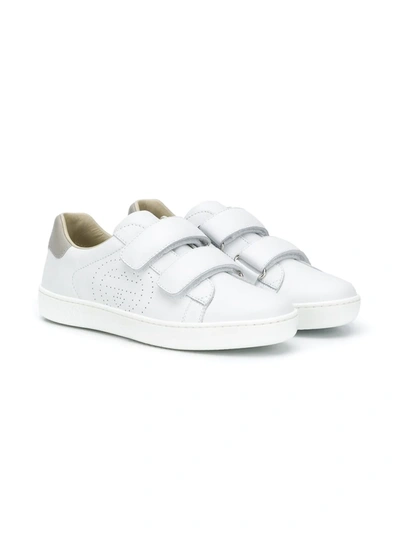 Gucci Teen Touch-strap Fastening Sneakers In White