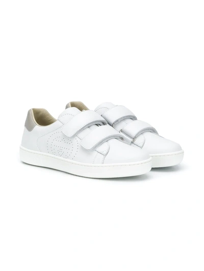 Gucci Teen Touch-strap Fastening Trainers In White