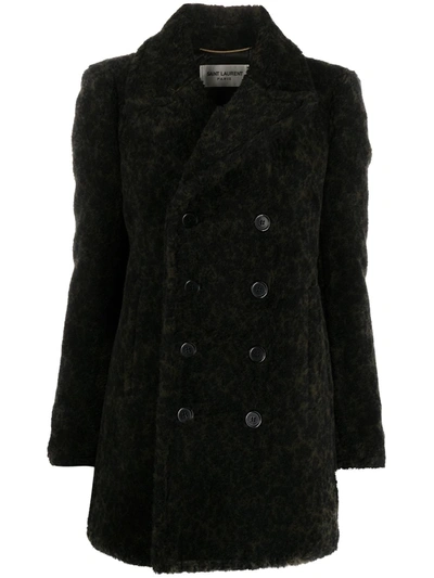 Saint Laurent Double-breasted Peacoat In Black