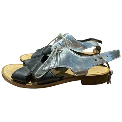Pre-owned Miu Miu Leather Sandal In Metallic