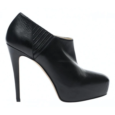 Pre-owned Brian Atwood Black Leather Ankle Boots