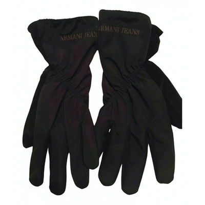 Pre-owned Armani Jeans Gloves In Black