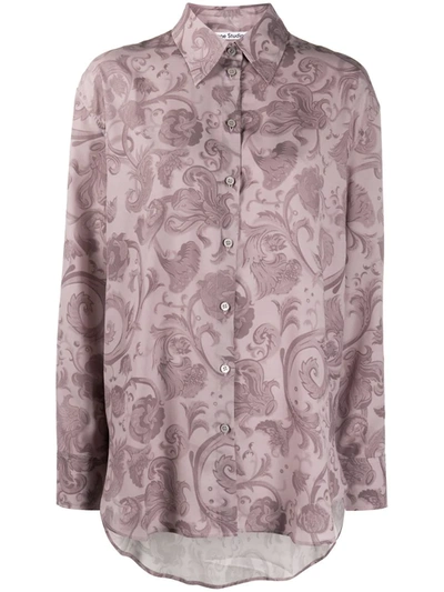 Acne Studios Floral-print Shirt Lilac Purple