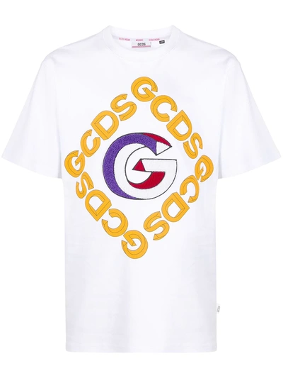 Gcds Retro Logo Print T-shirt In White