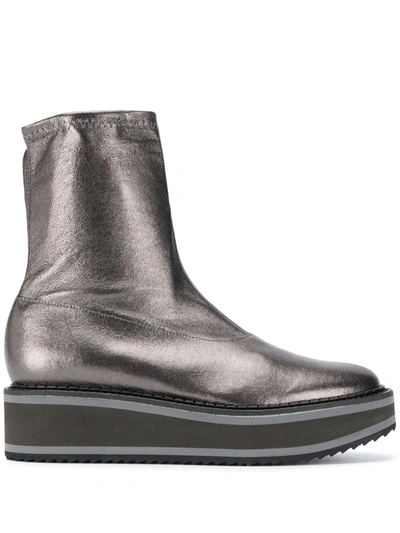 Clergerie Berta Metallic Boots In Silver