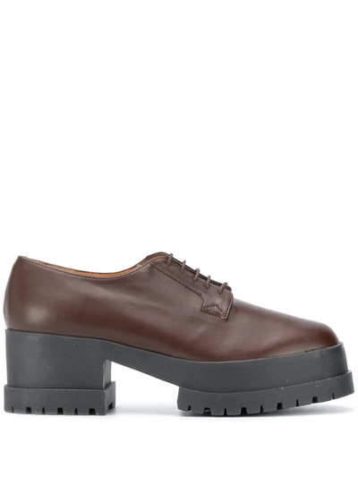 Clergerie Two-tone Platform Lace-up Shoes In Brown